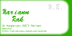 mariann rak business card